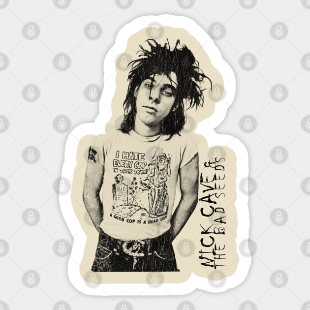 Retro Nick Cave Young design vintage Sticker by GekNdangSugih